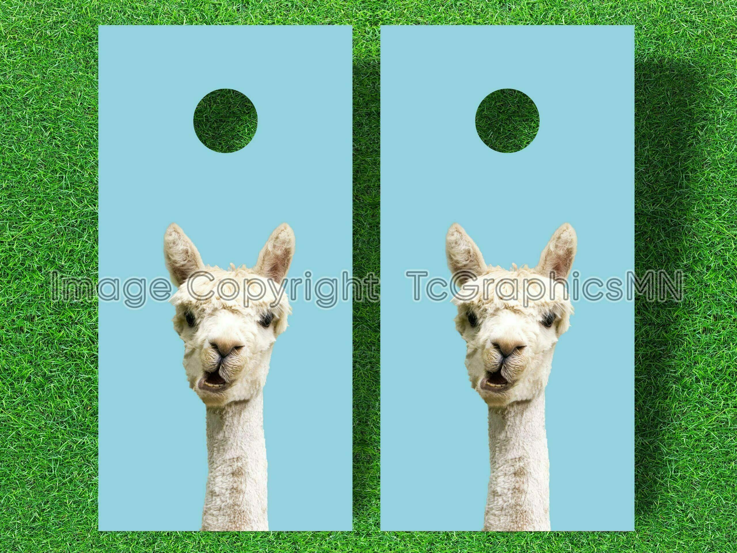 Curious Alpaca Cornhole Decals