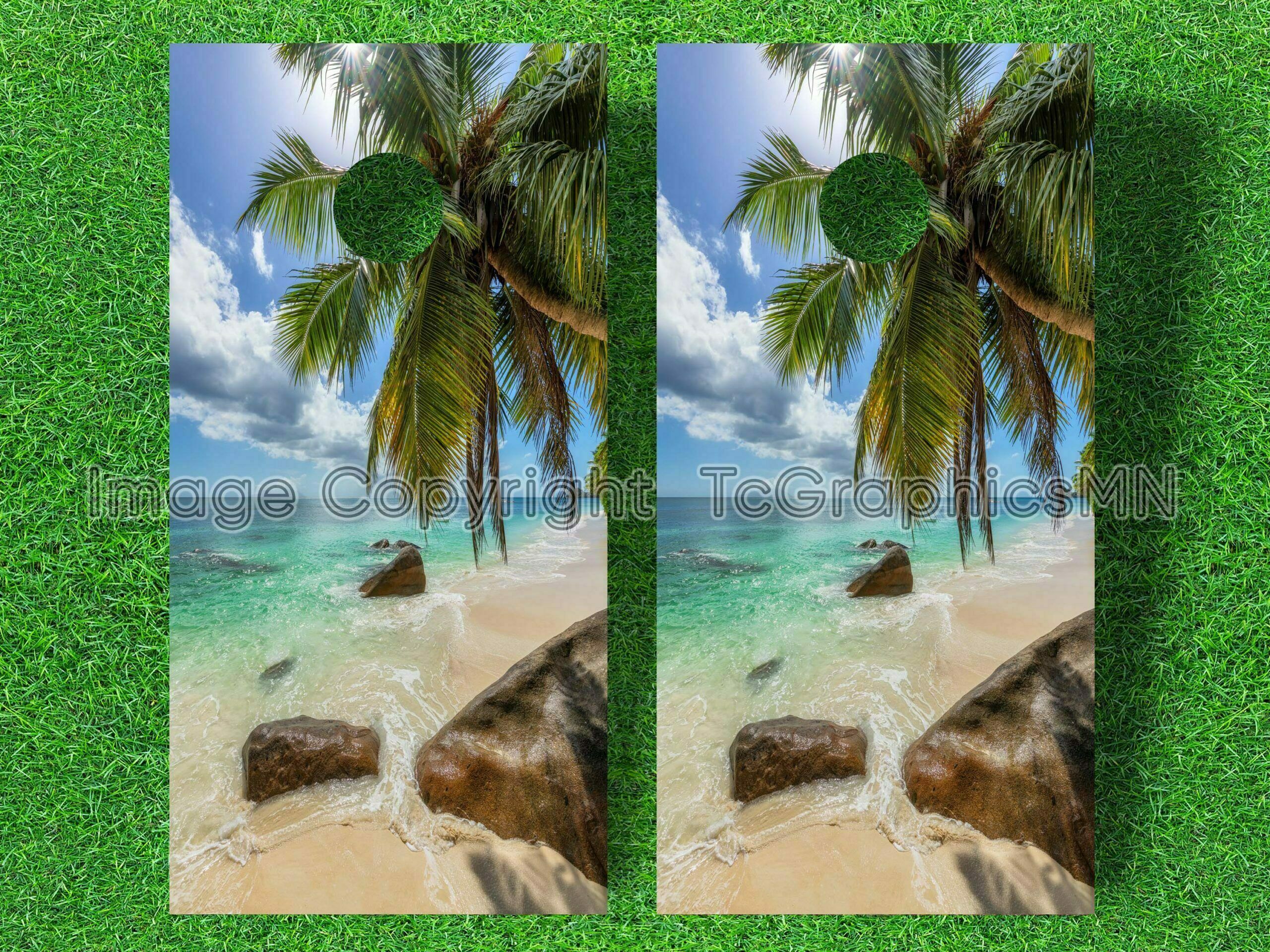 Beach Rocks Cornhole Decals