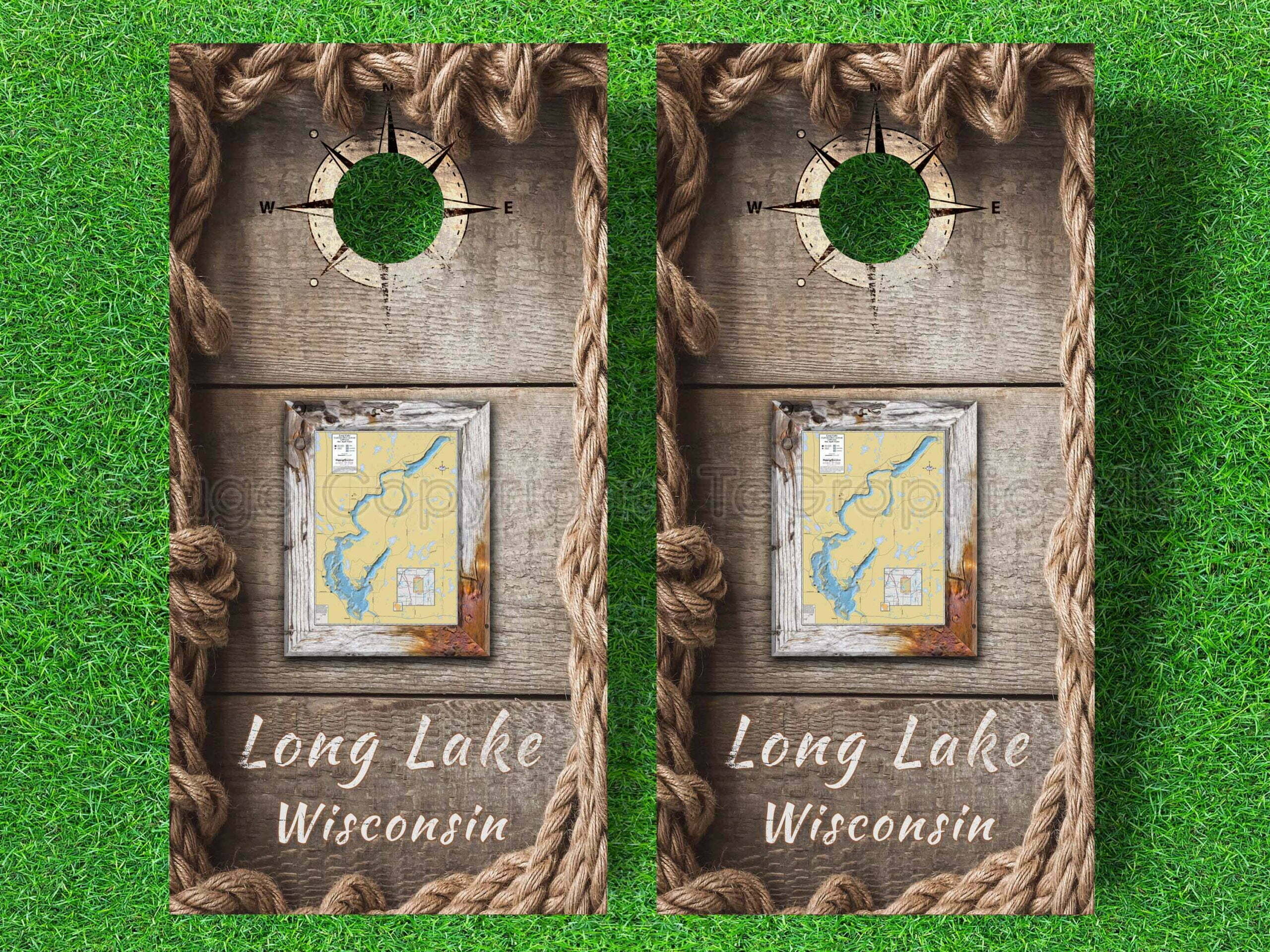 Custom Lake Designed Cornhole Decals